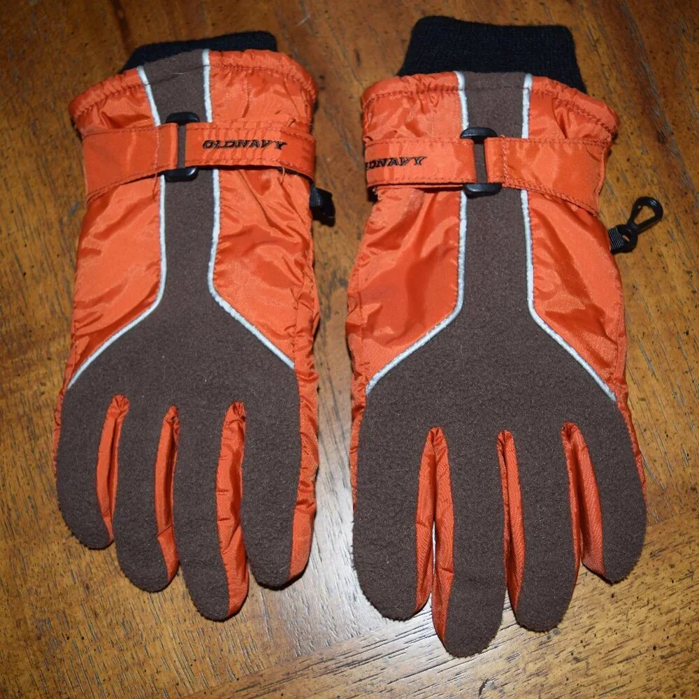 vtg y2k Kids L OLD NAVY THINSULATE Winter Gloves w/Grip Fleece Ski Snow Clip K66